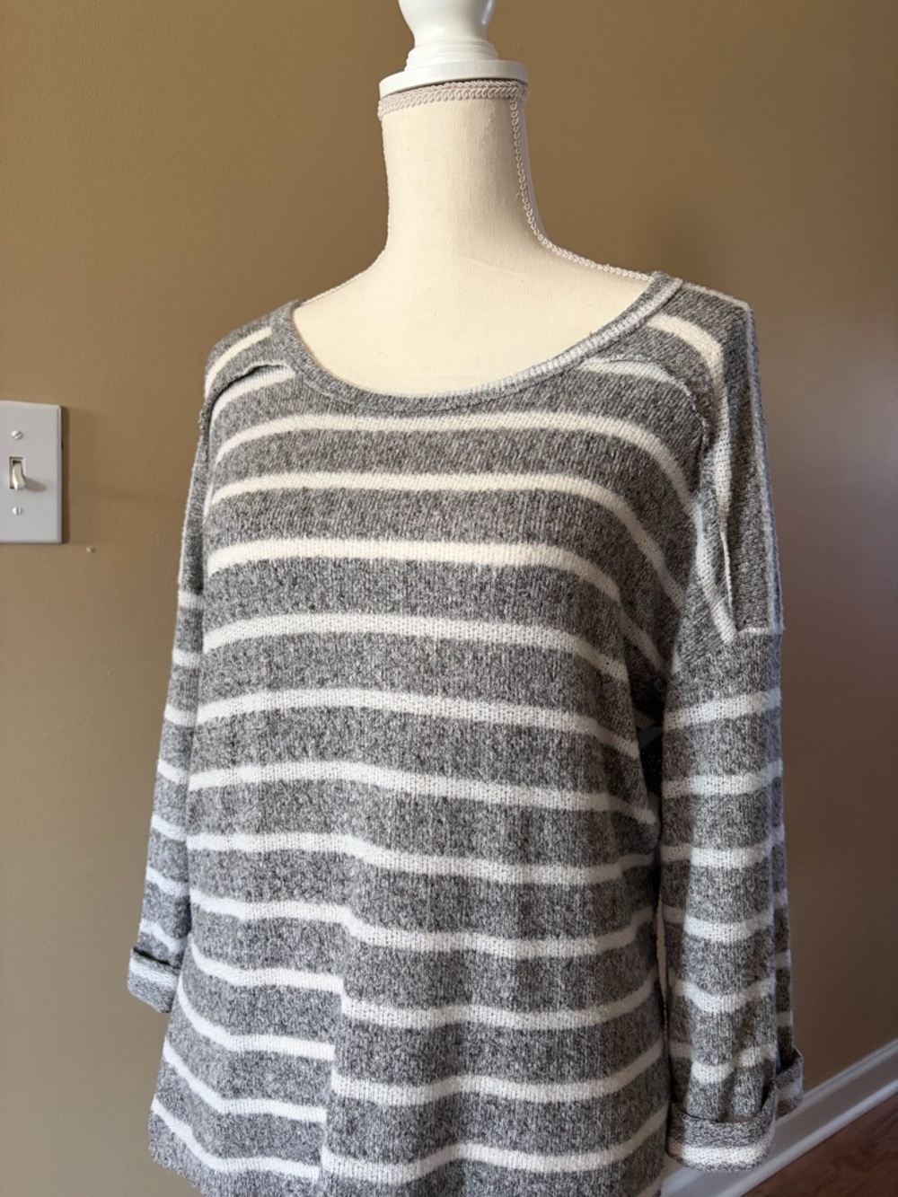 Potter's Pot Gray and White Striped Knit Tunic